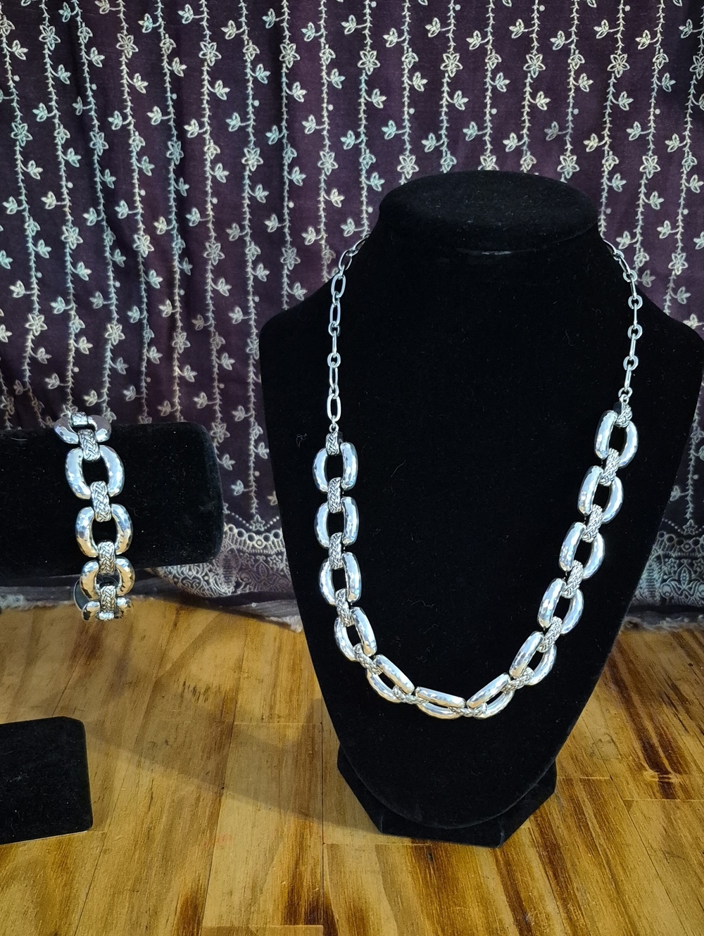 Brighton Silver-Tone Textured Link Bracelet And Necklace Set